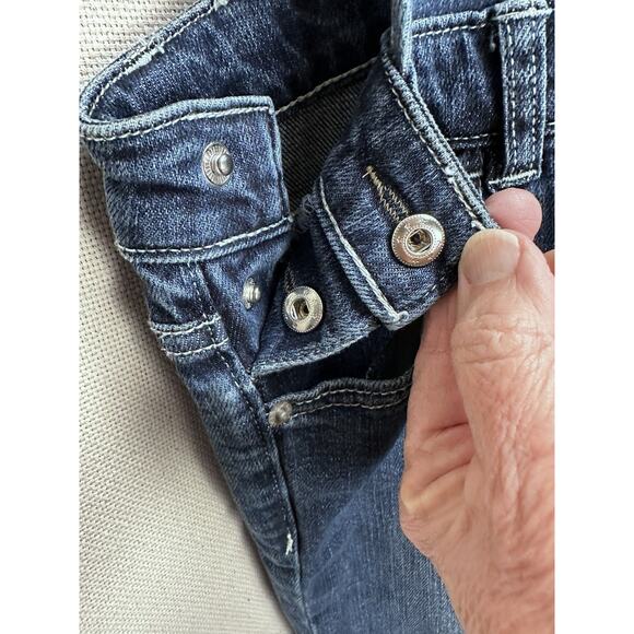 Cat & Jack Girls Distressed Blue Stretch Denim Bib Overalls Large 10-12 Unicorn - Picture 5 of 16